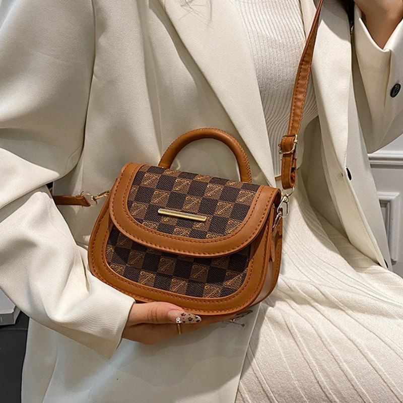 Mateamoda Mini Checkered Crossbody Bag with Top Handle Handbag