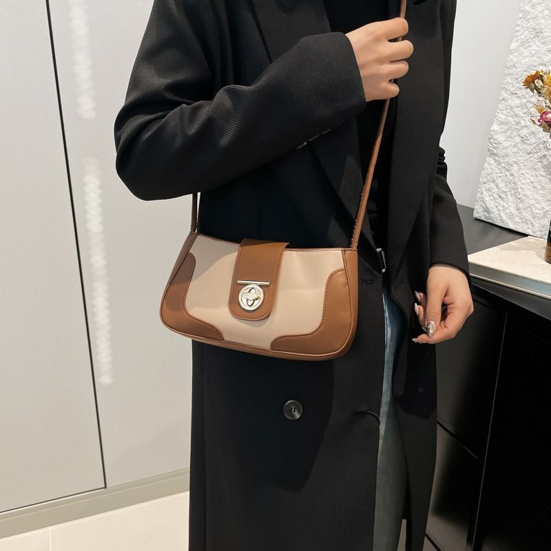 Mateamoda Elegant Two-Tone Shoulder Bag Underarm Handbag Crossbody Bag