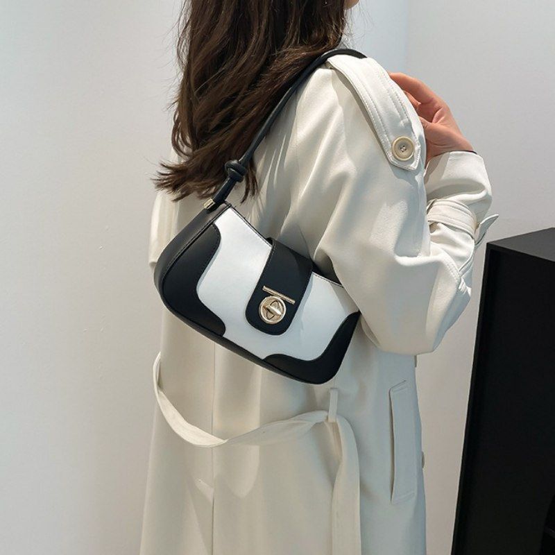 Mateamoda Elegant Two-Tone Shoulder Bag Underarm Handbag Crossbody Bag