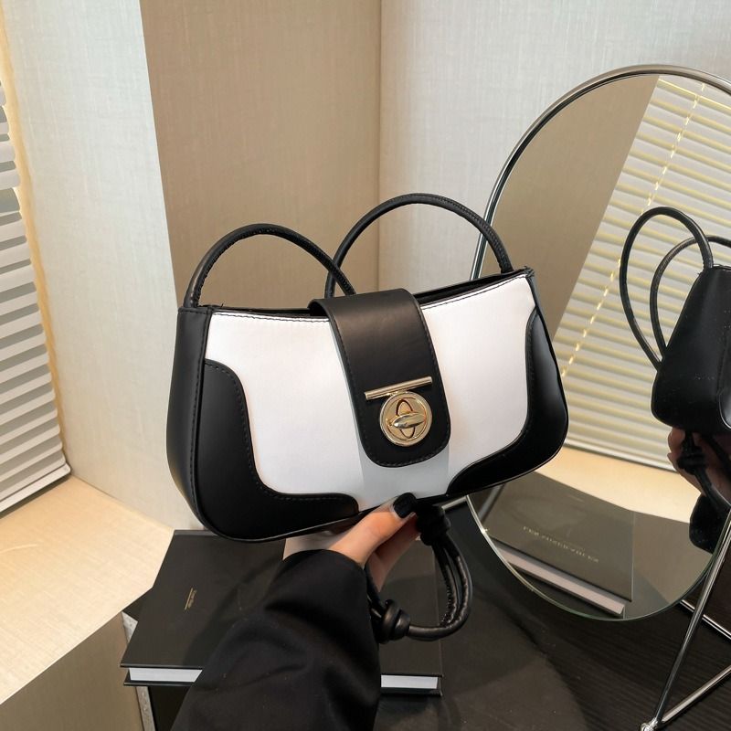 Mateamoda Elegant Two-Tone Shoulder Bag Underarm Handbag Crossbody Bag