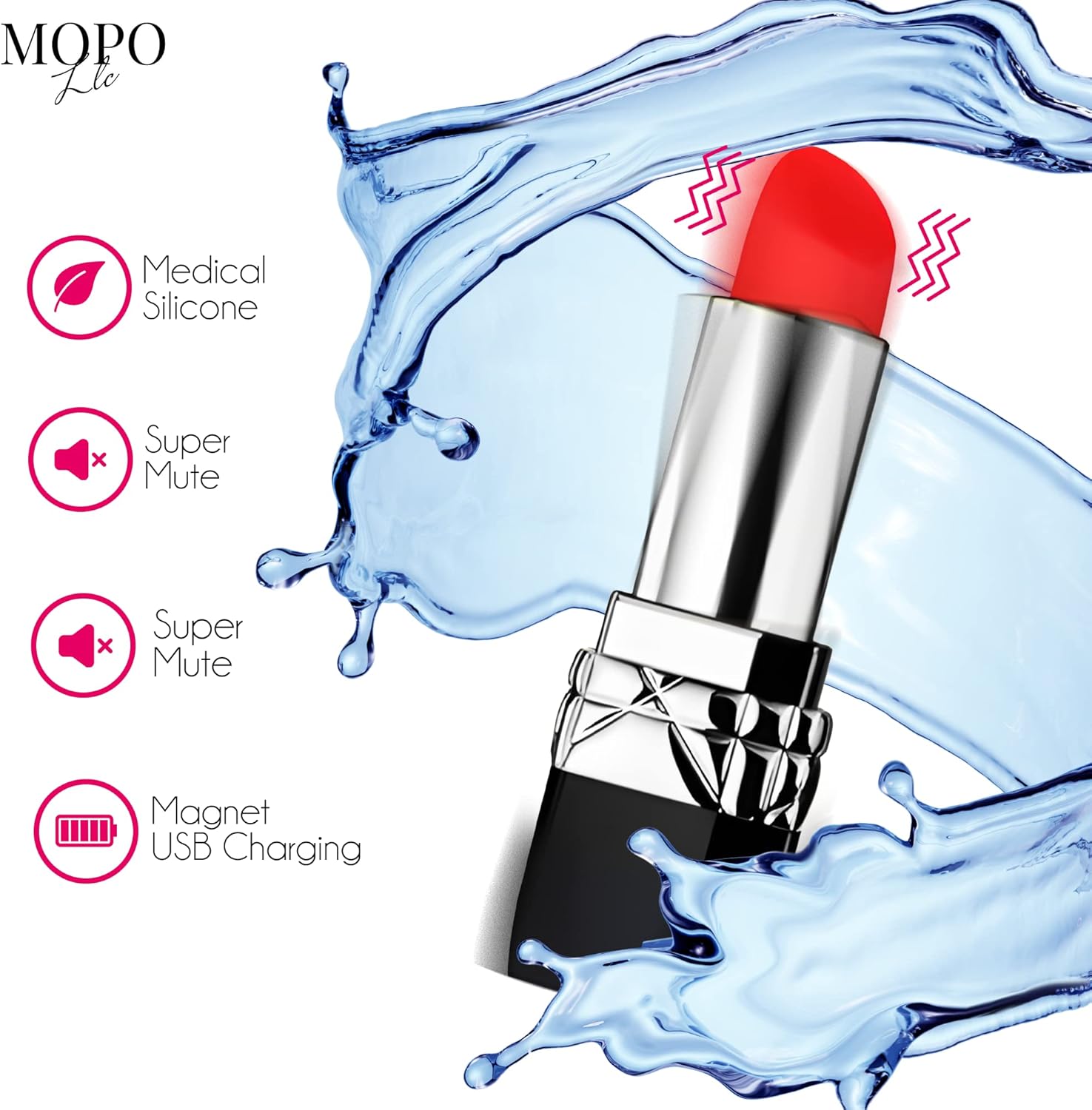 Bullet Lipstick G Spot Vibrator - Lipstick Shaped Tip with 10 Vibration Modes Discreet Pocket Womens Vibrator for Her, Rechargeable Soft Powerful Vibrating Adult Toy Silver - image 4