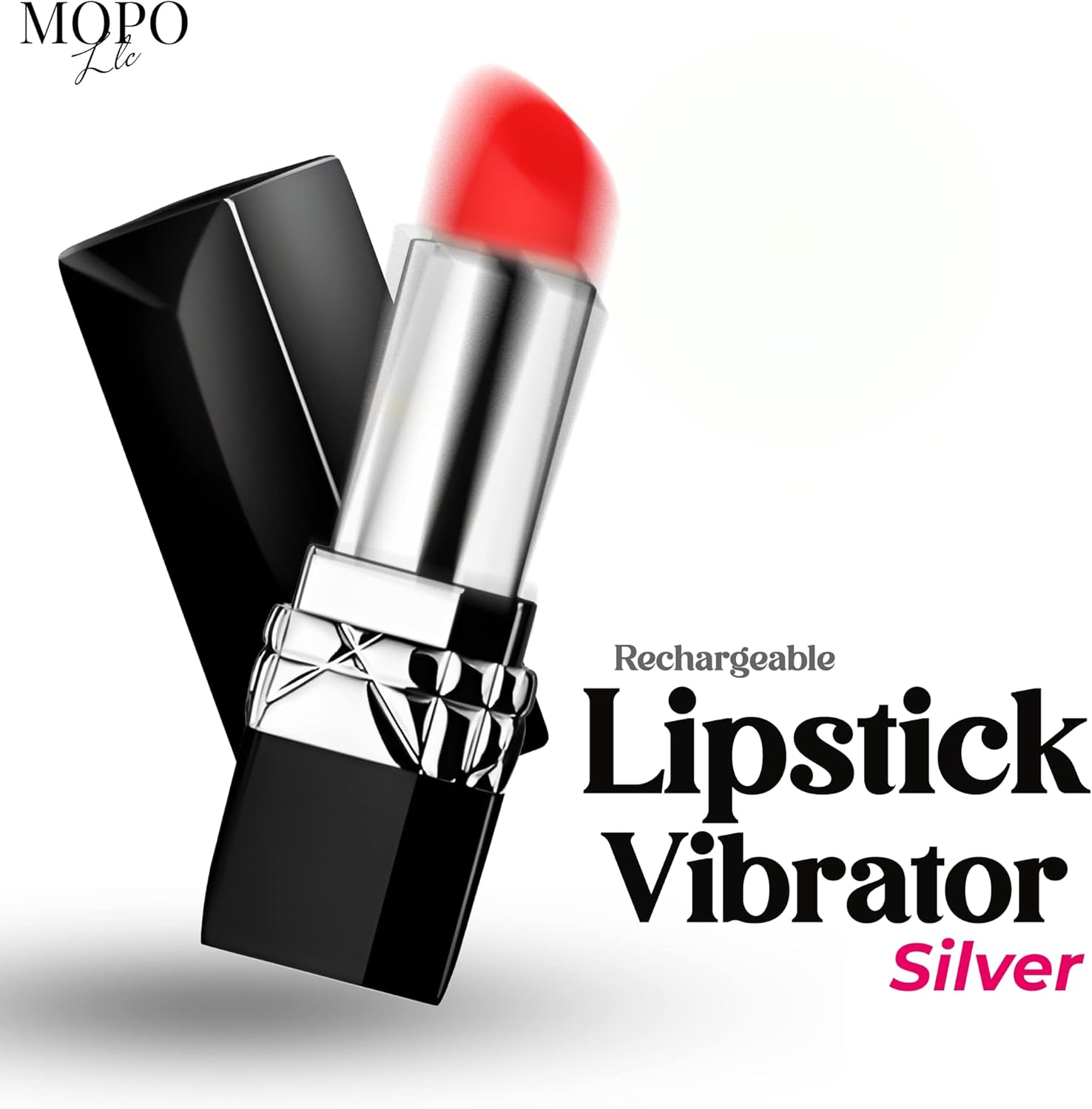 Bullet Lipstick G Spot Vibrator - Lipstick Shaped Tip with 10 Vibration Modes Discreet Pocket Womens Vibrator for Her, Rechargeable Soft Powerful Vibrating Adult Toy Silver