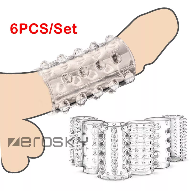 6pc stretchy Stay Hard Cock Power Penis Sleeve Set of 6pcs Clear - image 3