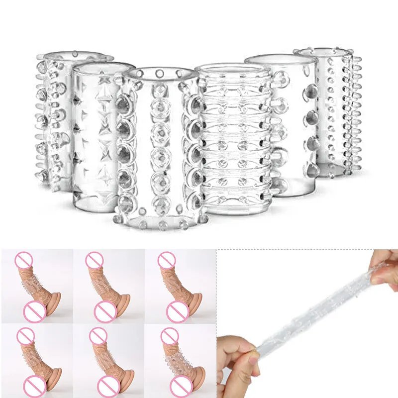 6pc stretchy Stay Hard Cock Power Penis Sleeve Set of 6pcs Clear - image 2