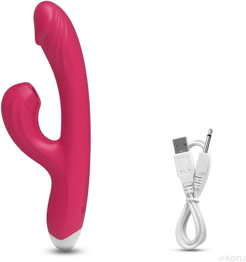 2 in 1 Thursting Dildo Sucker Rabbit Vibrator For Women, Rechargeable Heating Clitoral Sucking G Spot Stimulator Vibrator Wand Sex Toy For Female