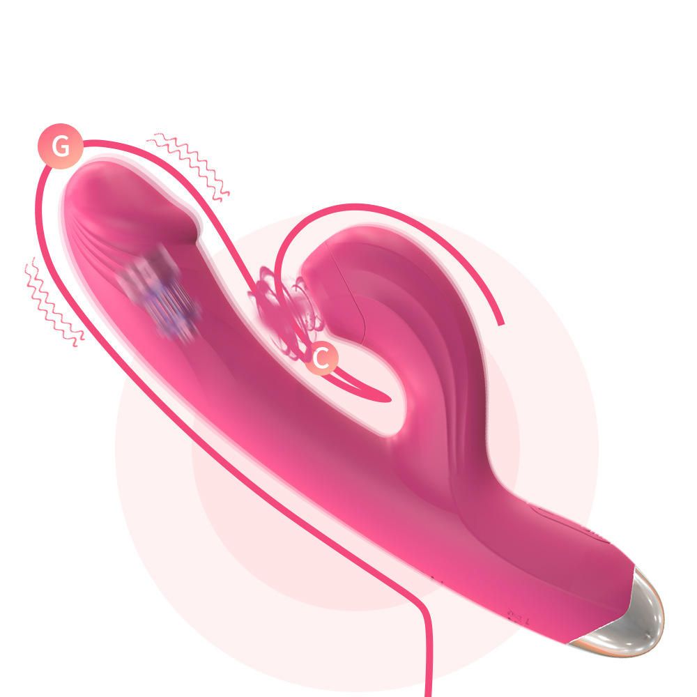 2 in 1 Thursting Dildo Sucker Rabbit Vibrator For Women, Rechargeable Heating Clitoral Sucking G Spot Stimulator Vibrator Wand Sex Toy For Female