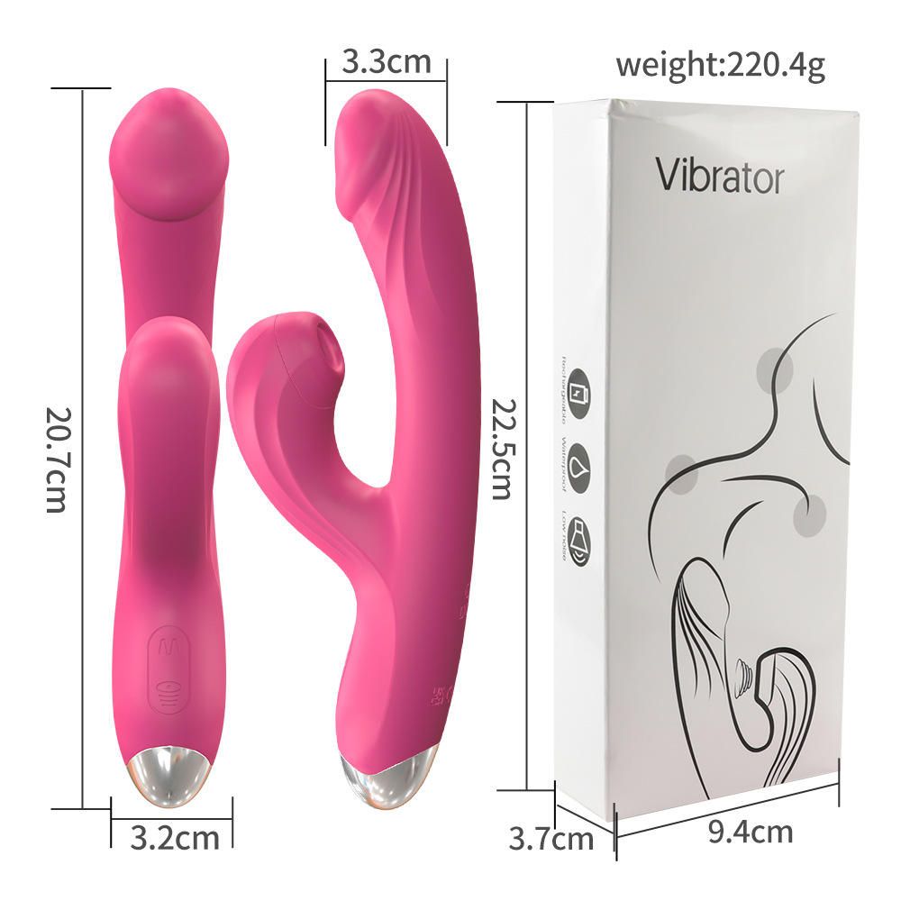 2 in 1 Thursting Dildo Sucker Rabbit Vibrator For Women, Rechargeable Heating Clitoral Sucking G Spot Stimulator Vibrator Wand Sex Toy For Female