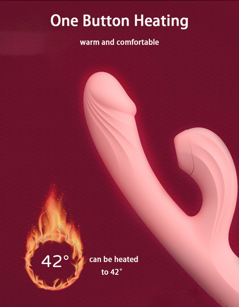 2 in 1 Thursting Dildo Sucker Rabbit Vibrator For Women, Rechargeable Heating Clitoral Sucking G Spot Stimulator Vibrator Wand Sex Toy For Female