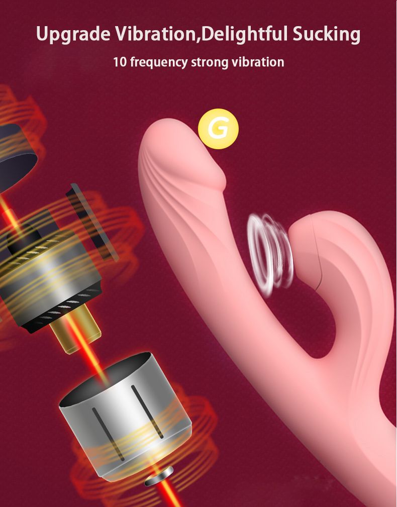 2 in 1 Thursting Dildo Sucker Rabbit Vibrator For Women, Rechargeable Heating Clitoral Sucking G Spot Stimulator Vibrator Wand Sex Toy For Female