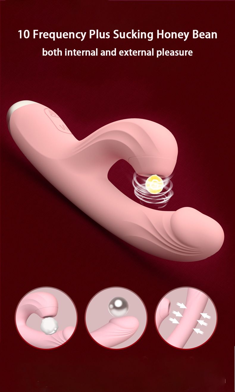 2 in 1 Thursting Dildo Sucker Rabbit Vibrator For Women, Rechargeable Heating Clitoral Sucking G Spot Stimulator Vibrator Wand Sex Toy For Female