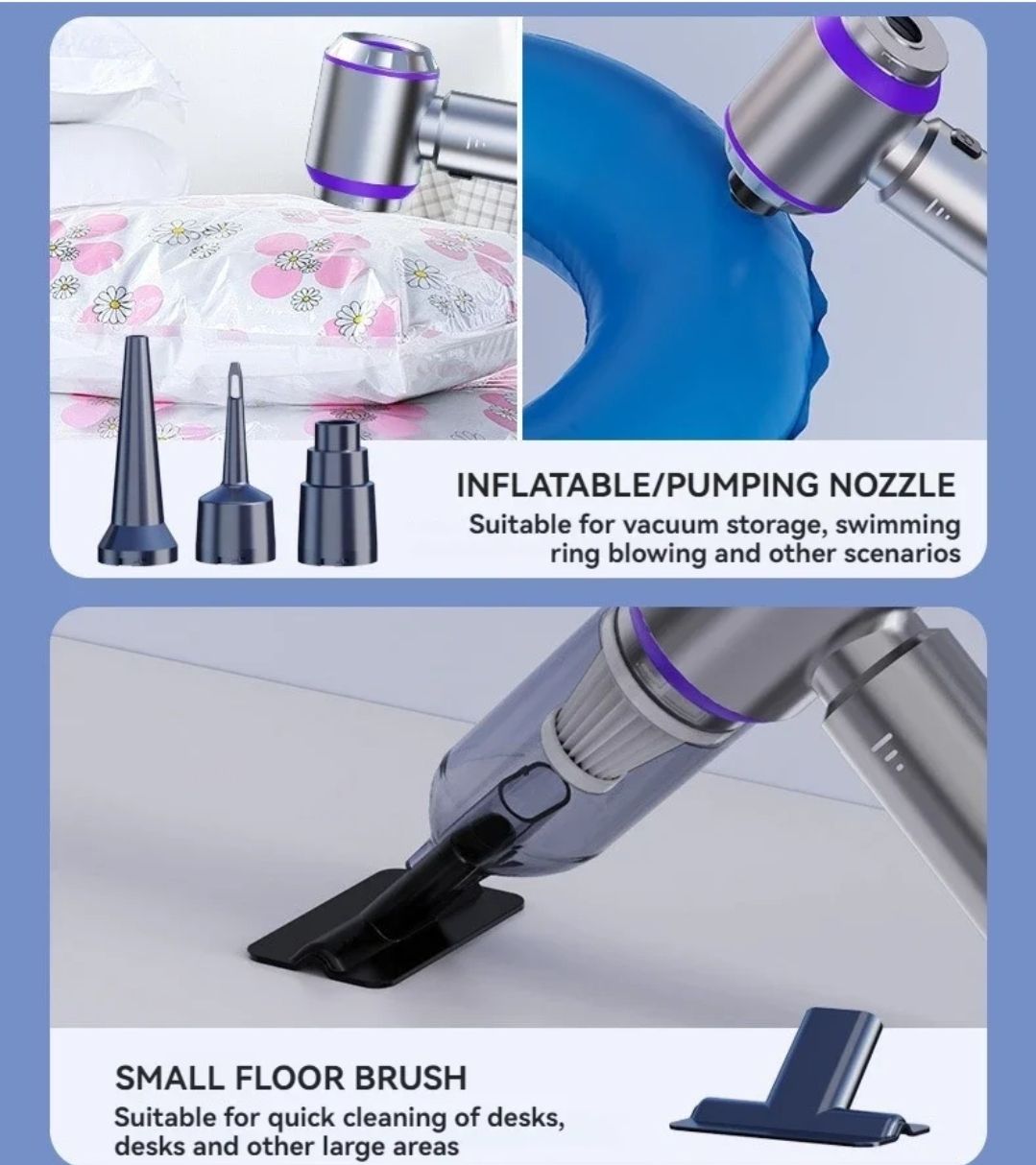 High Power Handheld Car Vacuum Cleaner, Portable Cleaning Machine, Cordless, Brushless Motor, Powerful Air Duster, Home Appliance