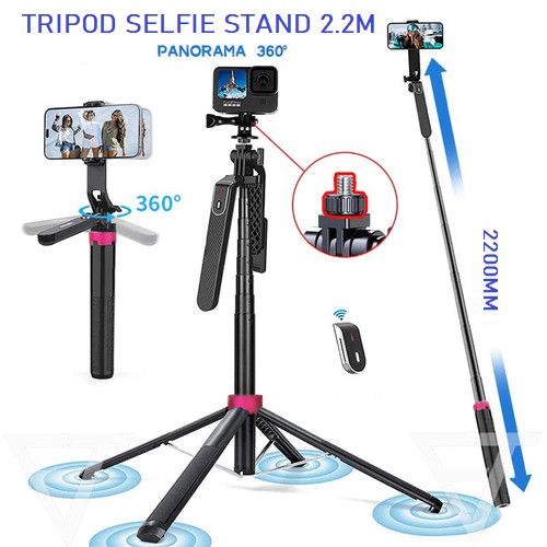 Extendable 2.2m Selfie Stick Mobile Phone Holder Selfie Stick camera stand with Bluetooth Remote hand gimbal gimble holder