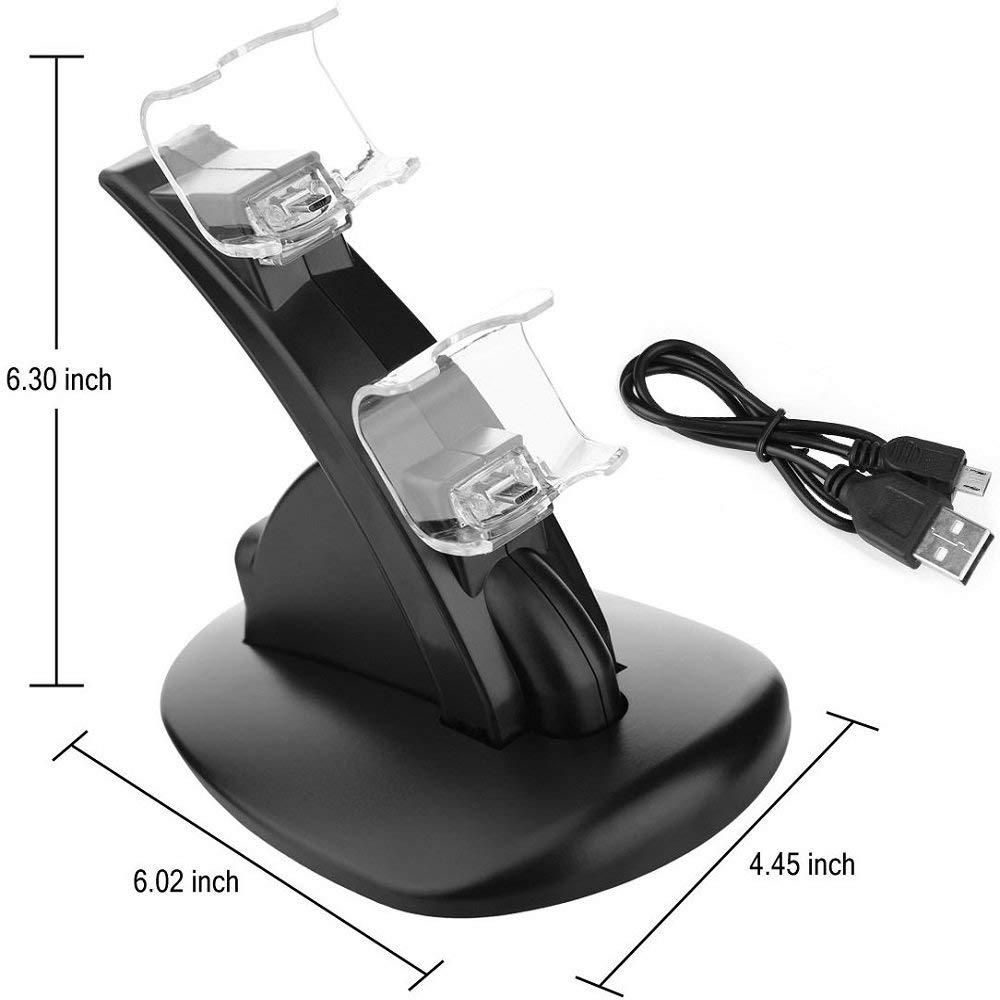 Double Gaming Controller Charger Stand With Led Indicator Dual USB Charging Docking Station Compatible For PS4 Pro/PS4 Accessories