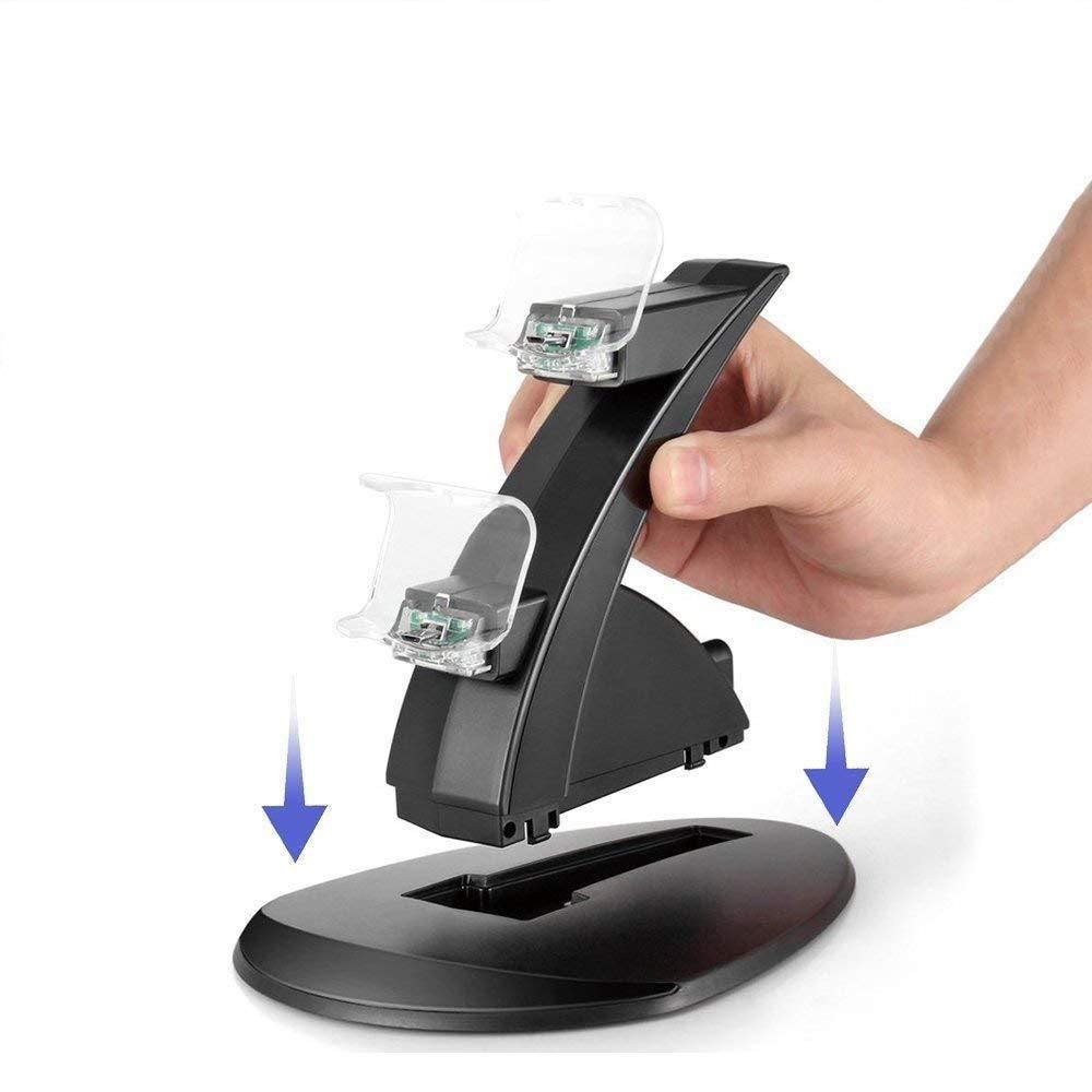 Double Gaming Controller Charger Stand With Led Indicator Dual USB Charging Docking Station Compatible For PS4 Pro/PS4 Accessories
