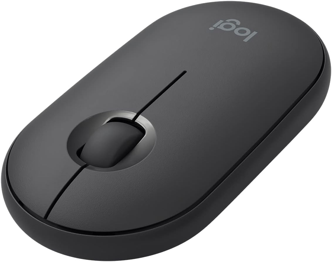Logitech m350 Pebble Wireless Mouse with Bluetooth or 2.4 GHz Receiver, Silent, Slim Computer Mouse with Quiet Clicks, for Laptop/Notebook/iPad/PC/Mac/Chromebook - Graphite