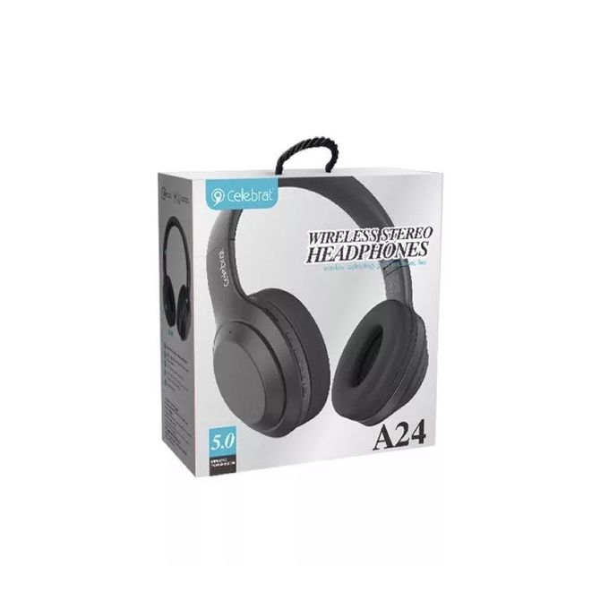 Celebrat A24 Wireless Bluetooth Heaphones With Deep Bass,AUX PlayBack, TF Memory Card - Black