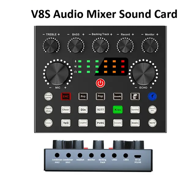 Professional Condenser Microphone PC Mic Professional BM800 With rechargble V8s SOUND CARD Cardioid Studio Mic Set with Mic Suspension Scissor Arm, Shock Mount for Studio Recording BM-800 podcast