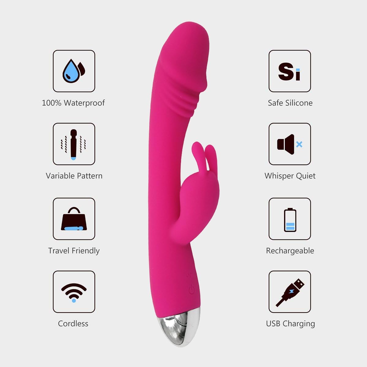 Realistic Rabbit Vibrator with Rabbit Ears for G-Spot Vibrator, Clitoral Stimulation, Waterproof Dual Motor Stimulator, Adult Sex Toy for Women and Men