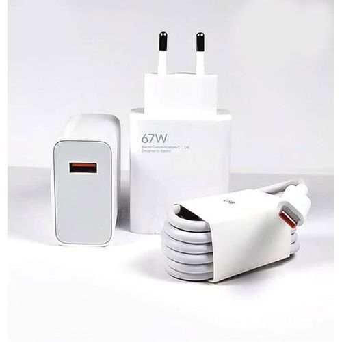 MI 67 W USB Charger for Xiaomi 13 12S Ultra 12 Lite 12 11T Mi 11 Ultra Redmi Note 11 Pro, USB Turbo Charge Power Supply Quick Charger Charger Plug with Type C Charging Cable 1 m for Mi Poco F4 X4 GT X