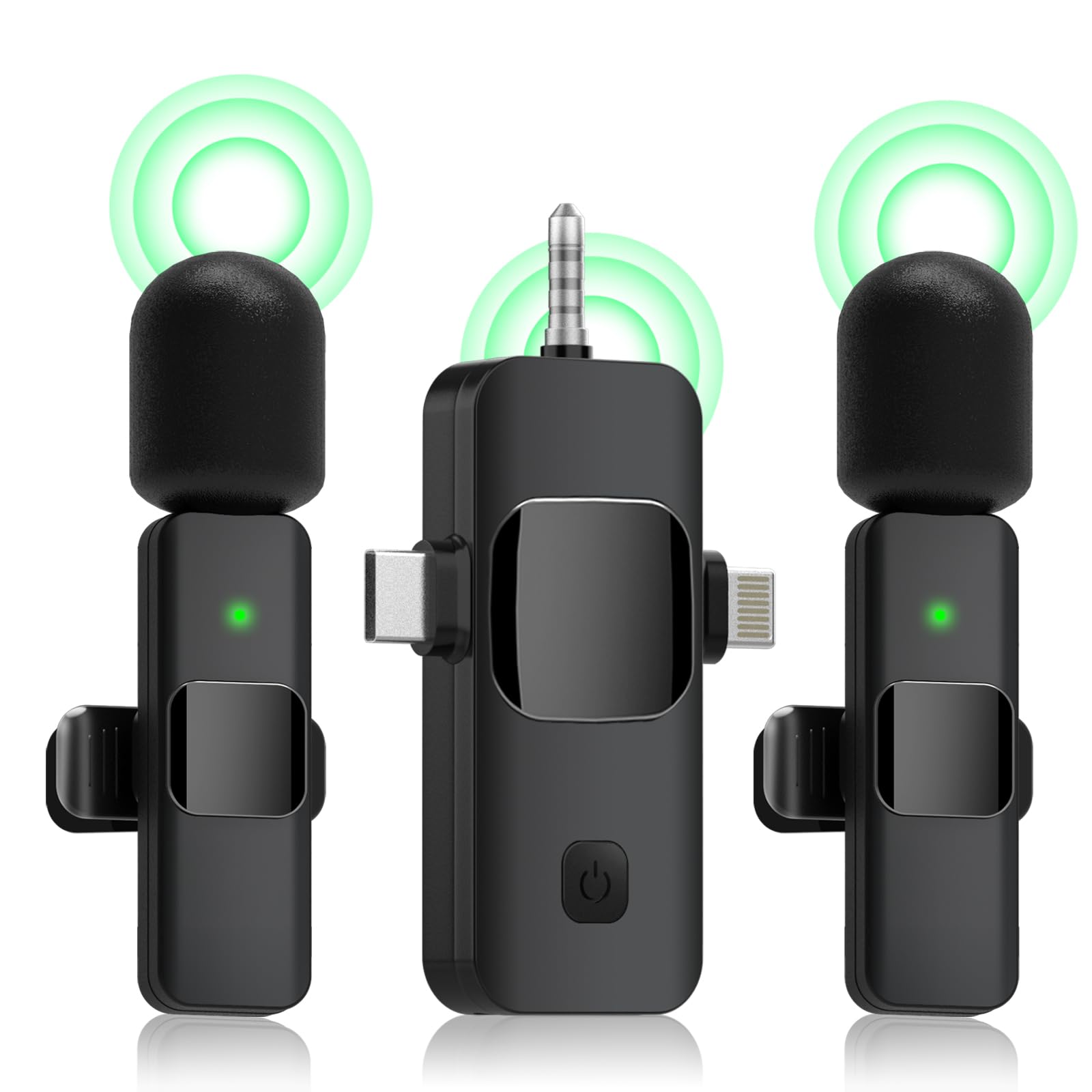 3 in 1 Wireless Mini Microphone-10 Hours of Life, Wireless Microphone for iPhone,Camera, Android, iPad,Lavalier Microphone Intelligent Noise Reduction for Video Recording/Vlog/Live Streaming