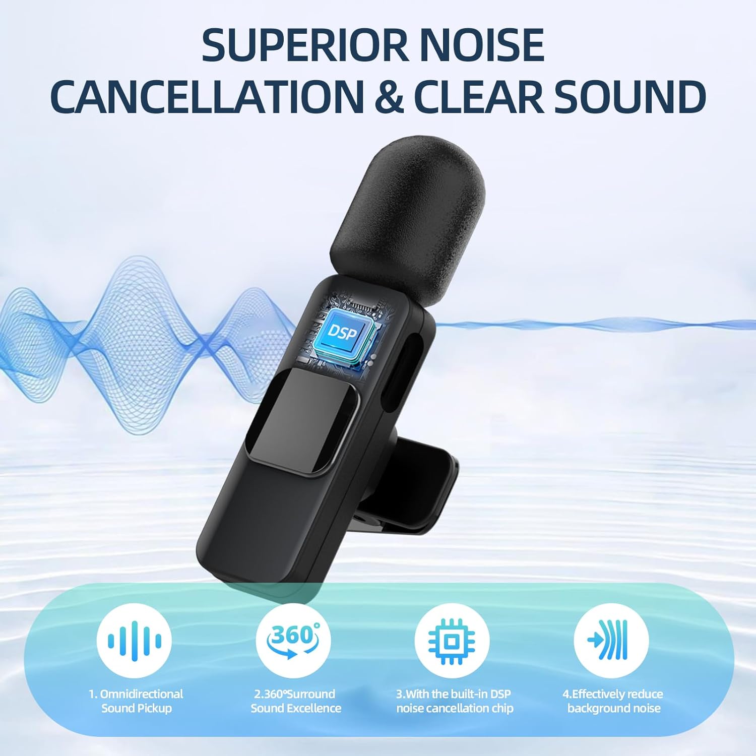3 in 1 Wireless Mini Microphone-10 Hours of Life, Wireless Microphone for iPhone,Camera, Android, iPad,Lavalier Microphone Intelligent Noise Reduction for Video Recording/Vlog/Live Streaming