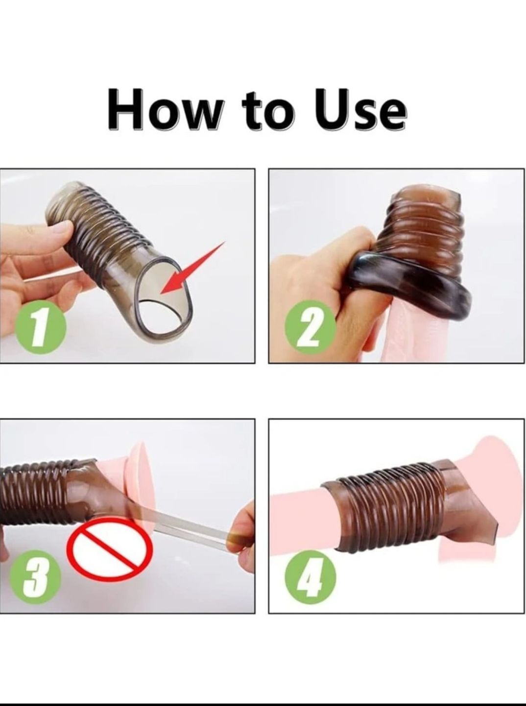 Cock Rings for Men, Reusable Penis Enlarge Sleeves Girth, Stronger Erection Enhancement Sex Toys Silicone Penis Rings for Men Transparent Black