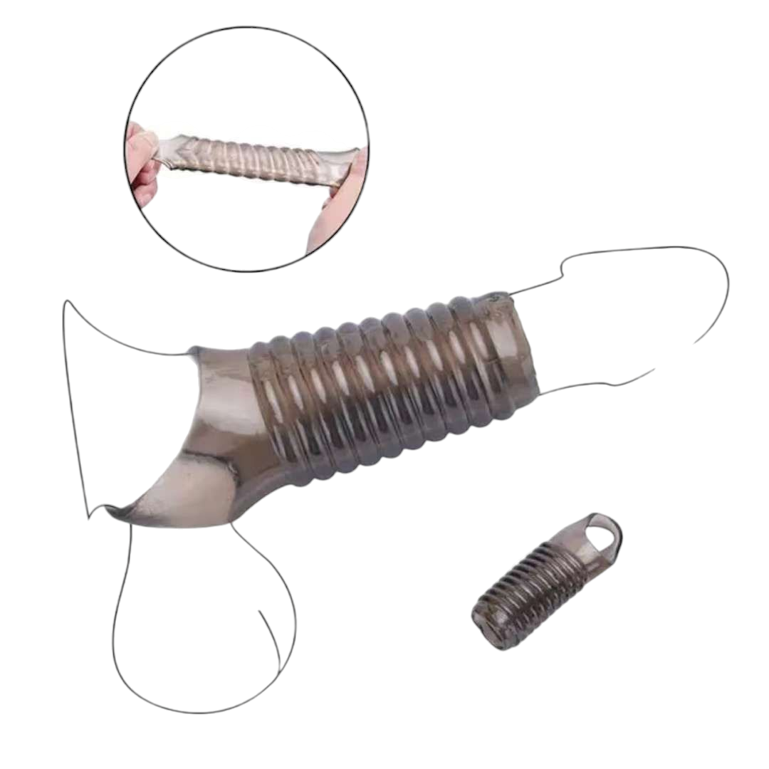 Cock Rings for Men, Reusable Penis Enlarge Sleeves Girth, Stronger Erection Enhancement Sex Toys Silicone Penis Rings for Men Transparent Black