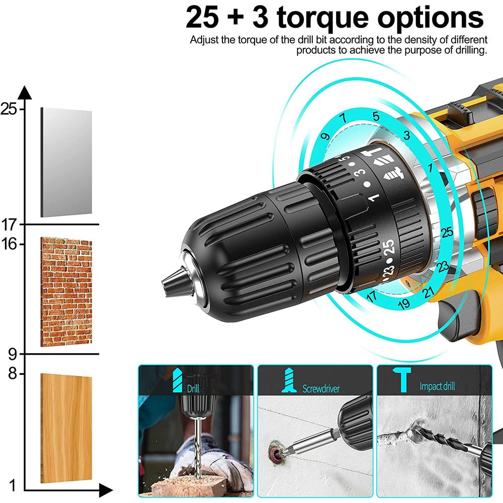 DeWalt 21v Codless Brushless Hand Held Drill with 2 Rechargeable Batteries, blow case, 2 speed, screwdriver kit