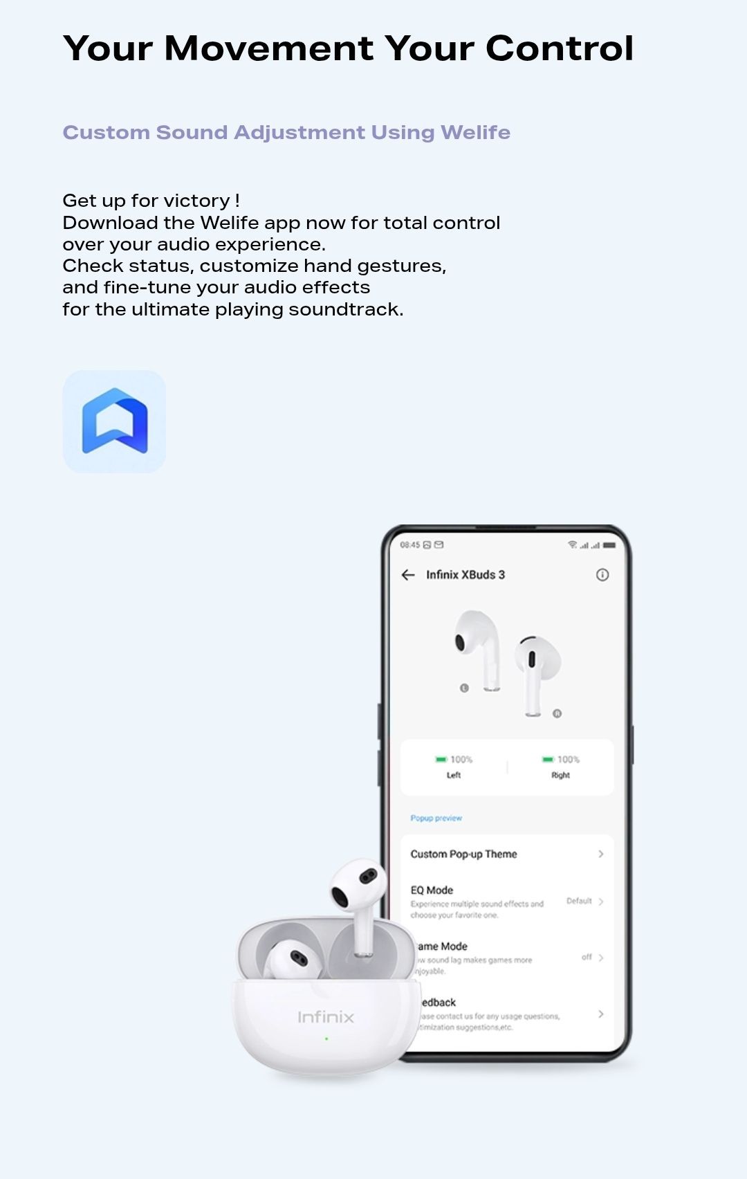 Infinix XBuds 3 lite Wireless Bluetooth headphones with DUAL MIC ENC Earbuds and Charging case