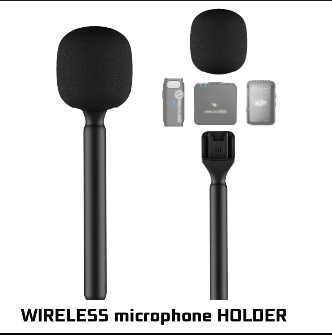 Wireless Interview Microphone Adapter Handheld Mount Holder for DJI Mic Stand, Holder for DJI Mic 1/2 / Rode Wireless GO II,  for Hollyland Lark M1 /C1 / 150 / Synco G1/A2 / Movo and More