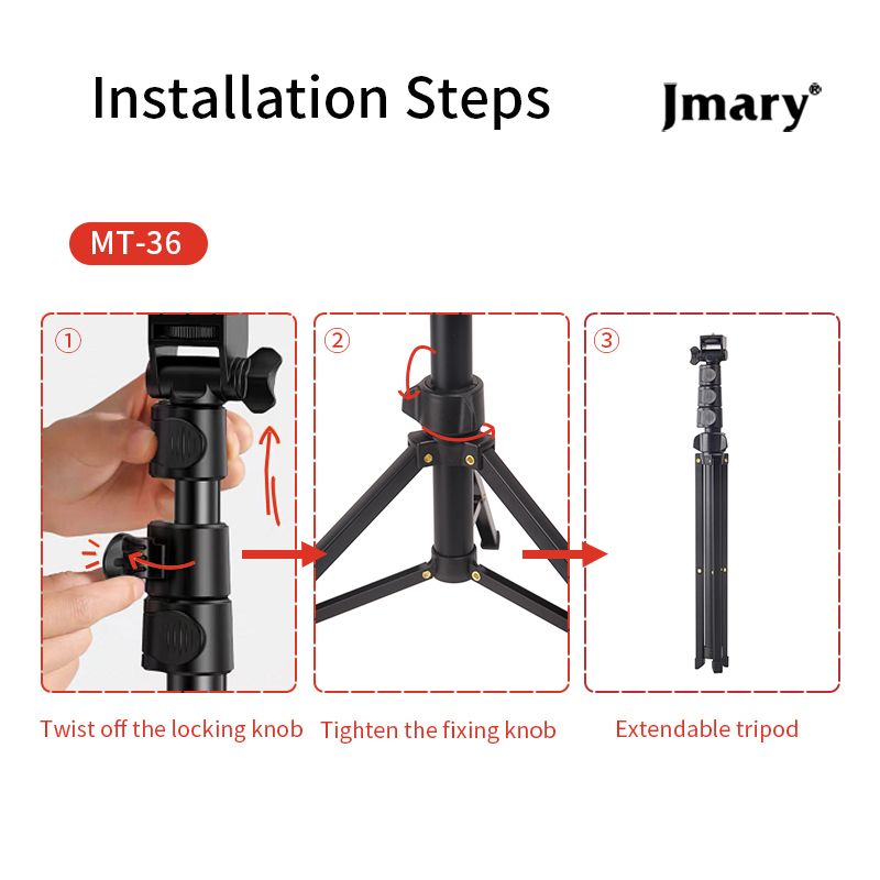Jmary MT39 2in1 61inch Aluminum Extendable Cell Phone Tripod Stand with Selfie Stick Tripod and Phone Clip, heavy duty mono pod