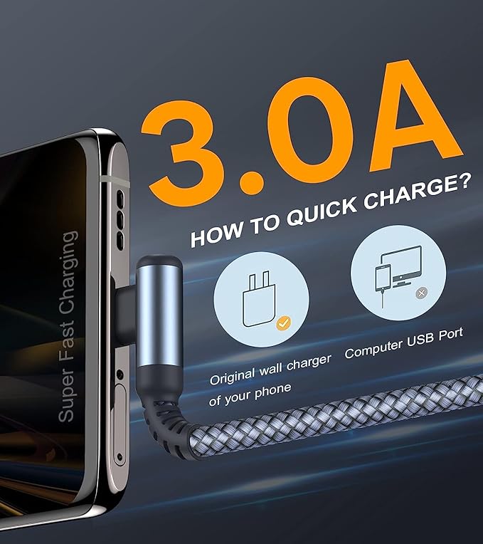 USB-C to USB-C Cable 60w, Right Angle iPhone 16 Fast Charger Cord for iPhone 15 16 Pro Max Plus, MacBook Air/Pro,iPad Air/Pro Samsung Galaxy S25 S24 S23 S22 S21 S20, Note 20 10 Pixel