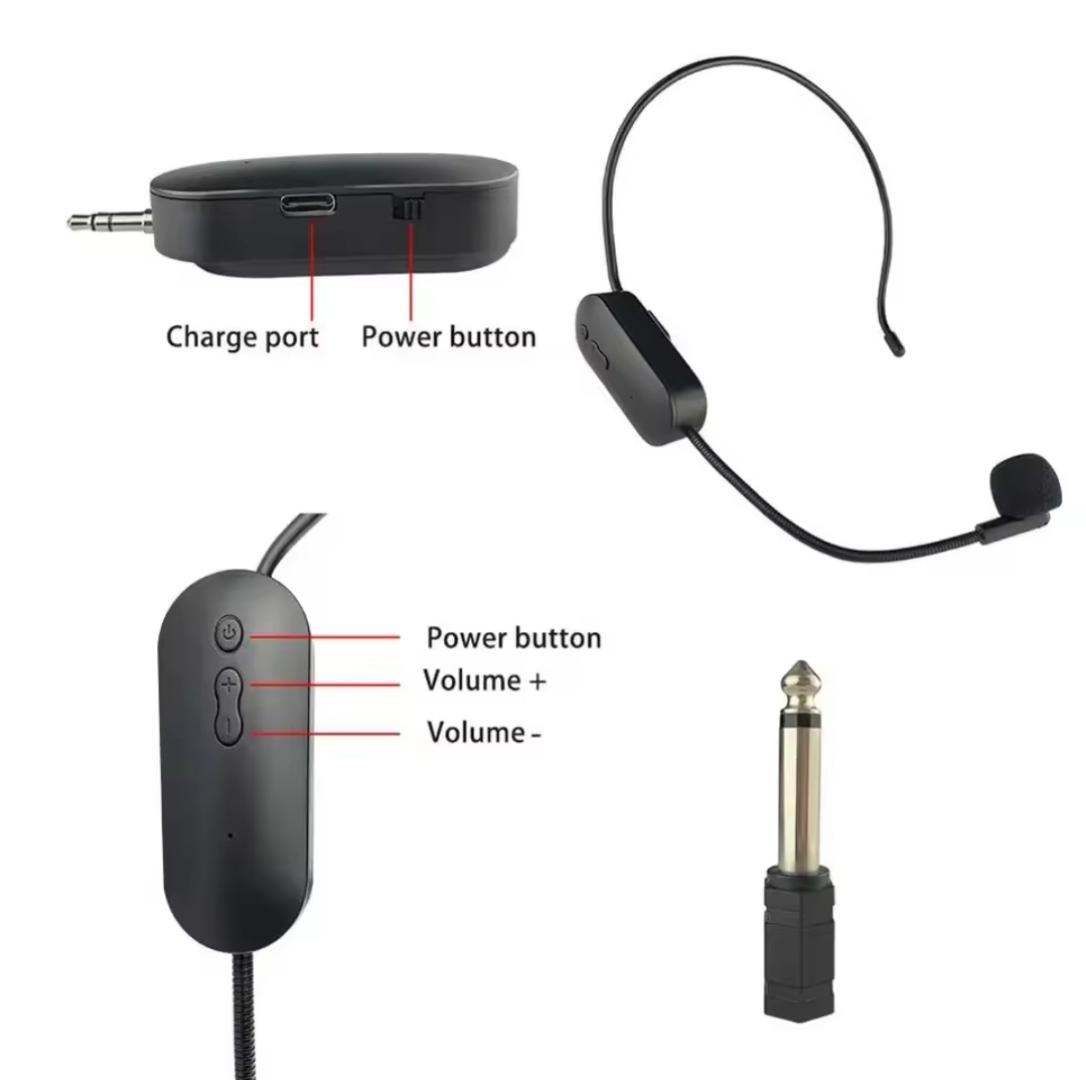2.4G Wireless Microphone Headset Working Time 6H 100ft Range Headset Mic and Handheld Mic 2 In 1 Professional Voice Amplifier Headset Microphones for Karaoke Speaker Amplifier PA System Teaching