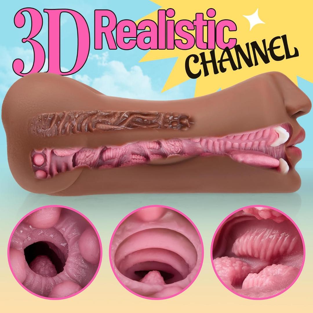3in1 Hand held Sex Adults Realistic Oral Clitt Vagina For Men Tight Puss Male Portable Masturbator Cup Deep Throat Tongue Toys view 2