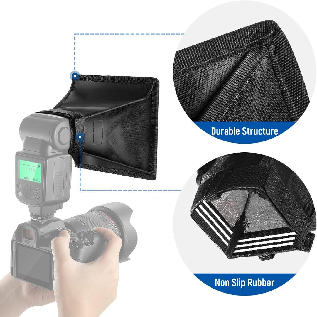 Flash Diffuser Light Softbox 6" x 5", Universal, Collapsible with Storage Pouch Compatible with Canon Nikon Sony Godox Yongnuo NEEWER speedlight