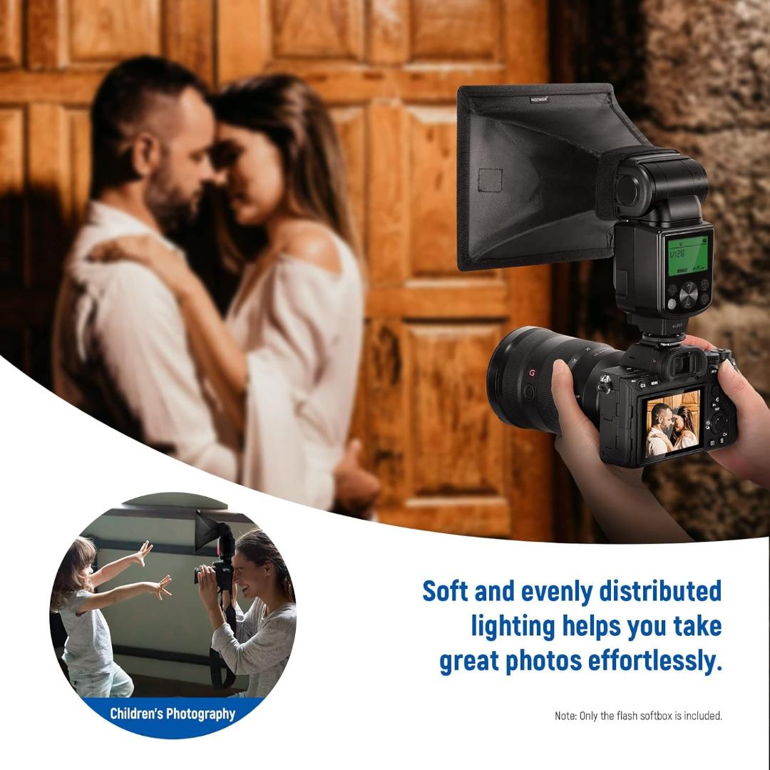 Flash Diffuser Light Softbox 6" x 5", Universal, Collapsible with Storage Pouch Compatible with Canon Nikon Sony Godox Yongnuo NEEWER speedlight