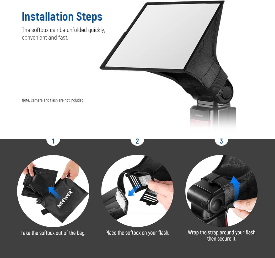 Flash Diffuser Light Softbox 6" x 5", Universal, Collapsible with Storage Pouch Compatible with Canon Nikon Sony Godox Yongnuo NEEWER speedlight