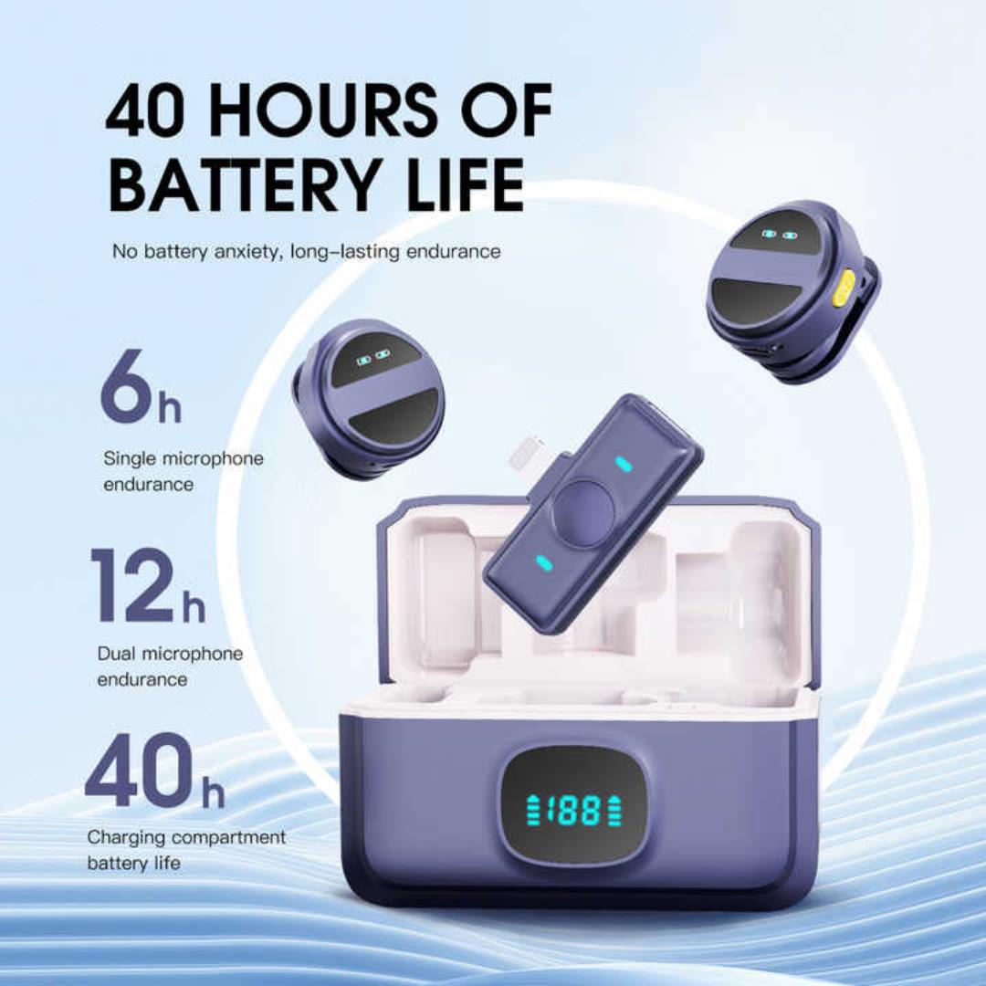 Sx21 USB C DUAL Wireless Lavalier Microphone Clip Portable Audio Video Recording Mini Mic Portable Wireless Microphone with Active Noise Canceling