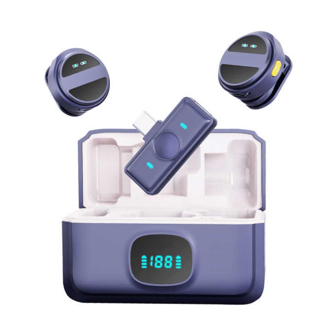 Sx21 USB C DUAL Wireless Lavalier Microphone Clip Portable Audio Video Recording Mini Mic Portable Wireless Microphone with Active Noise Canceling