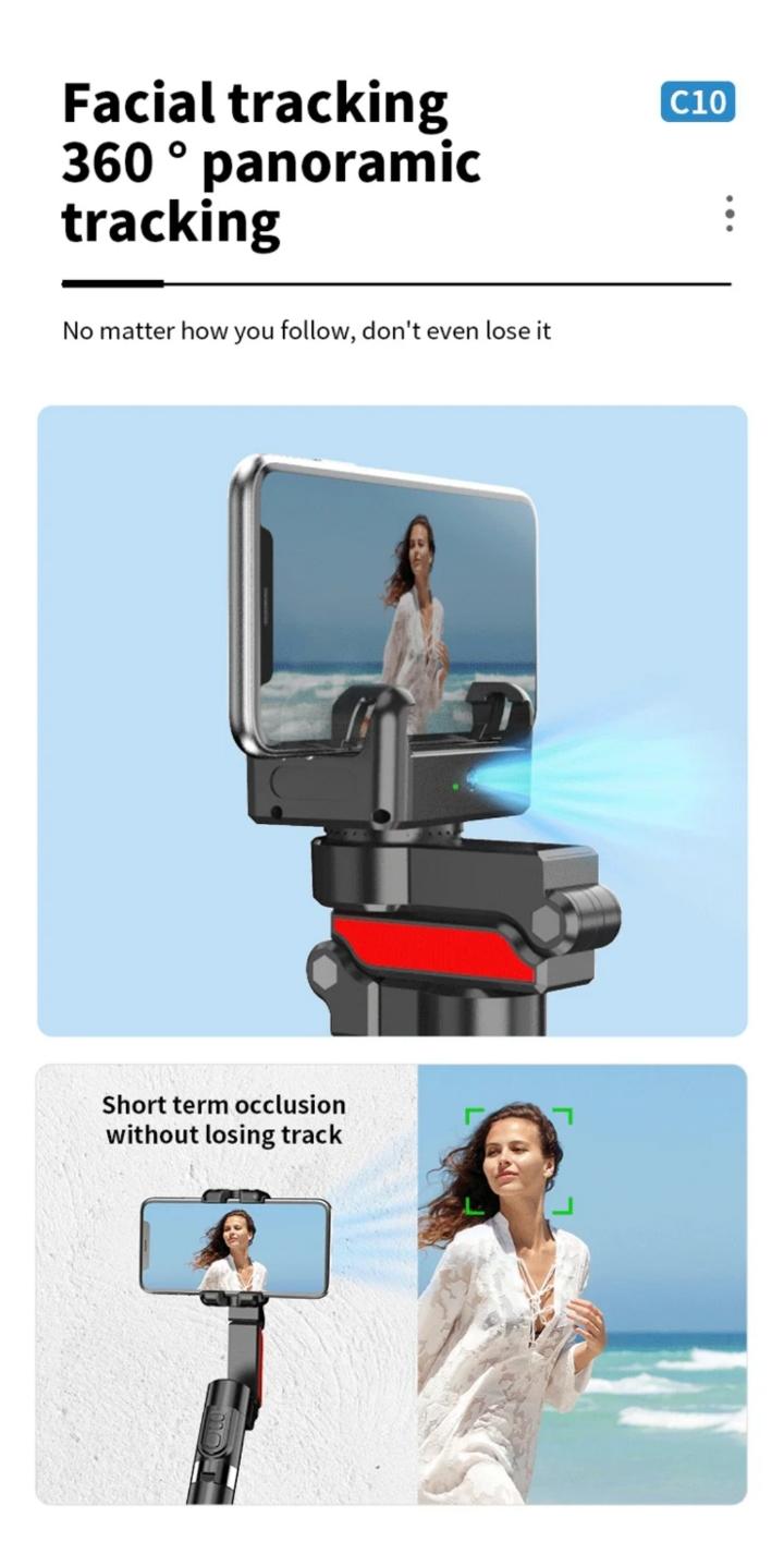 C10 Handheld Phone Stabilizer Gimbal AI Face Tracking Vlog Live Streaming Selfie Stick