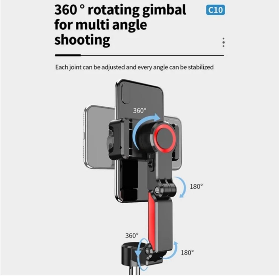 C10 Handheld Phone Stabilizer Gimbal AI Face Tracking Vlog Live Streaming Selfie Stick