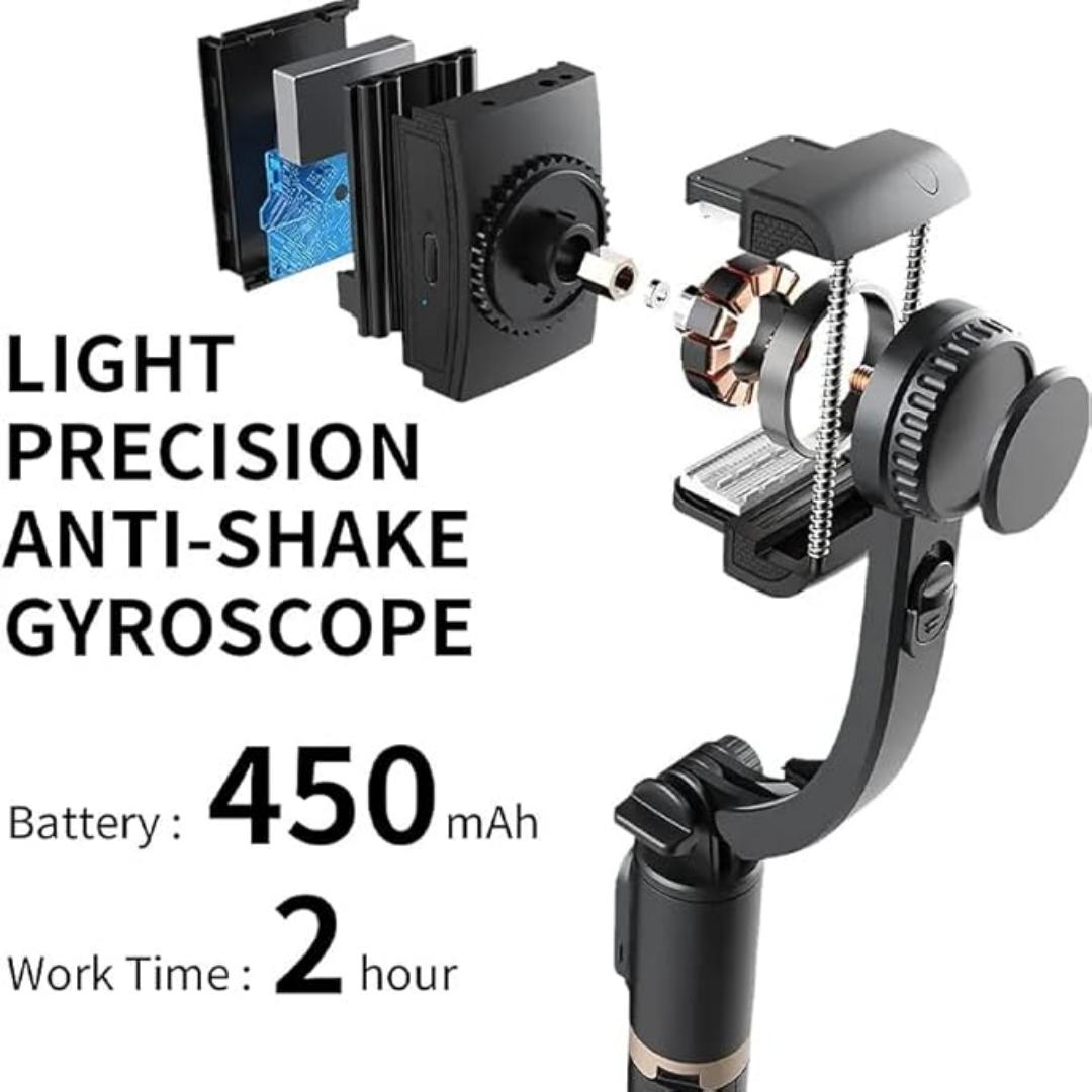 C08 Handheld Cell Phone Stabilizer Gimbal 1 Axis Phone Stable Tripod with Wireless Remote 360 Rotation Selfie Stick