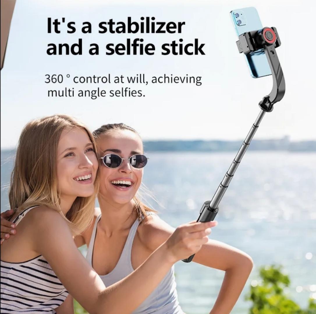 C08 Handheld Cell Phone Stabilizer Gimbal 1 Axis Phone Stable Tripod with Wireless Remote 360 Rotation Selfie Stick