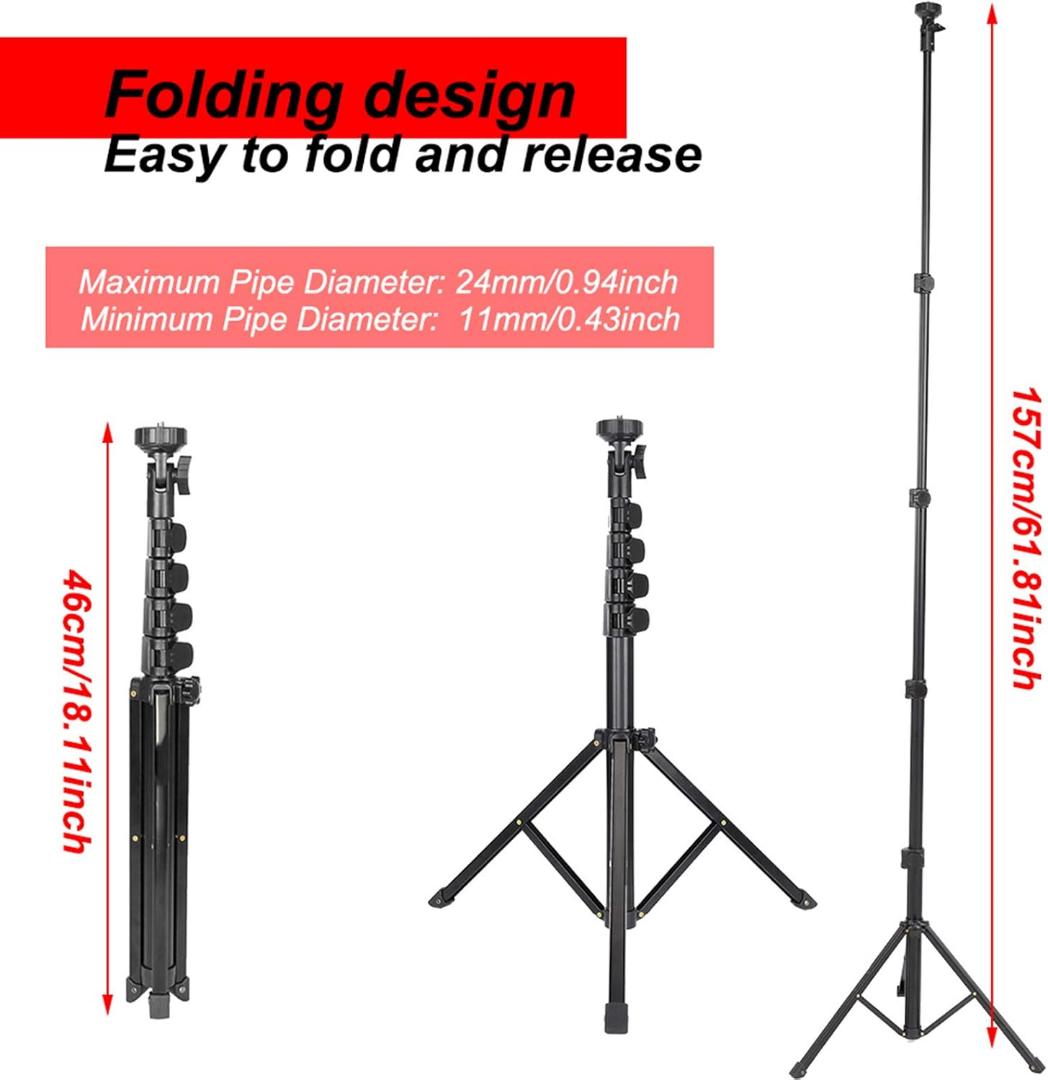 1.6M Aluminium Alloy Multifunctional Mobile Phone Adjustable HEAVY DUTY Mobile Phone Holder Live Photography Tripod Stand - Black