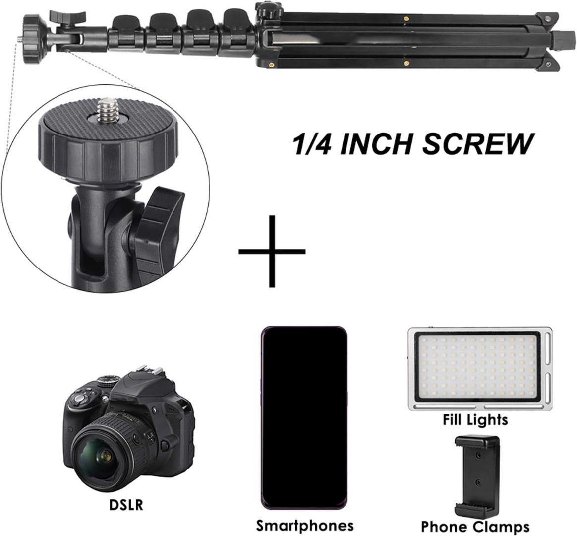 1.6M Aluminium Alloy Multifunctional Mobile Phone Adjustable HEAVY DUTY Mobile Phone Holder Live Photography Tripod Stand - Black