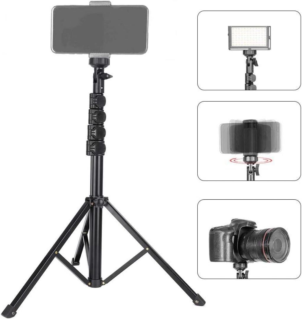 1.6M Aluminium Alloy Multifunctional Mobile Phone Adjustable HEAVY DUTY Mobile Phone Holder Live Photography Tripod Stand - Black