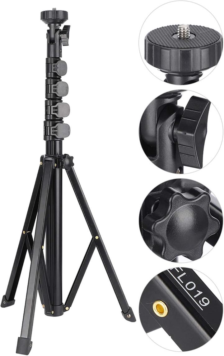 1.6M Aluminium Alloy Multifunctional Mobile Phone Adjustable HEAVY DUTY Mobile Phone Holder Live Photography Tripod Stand - Black