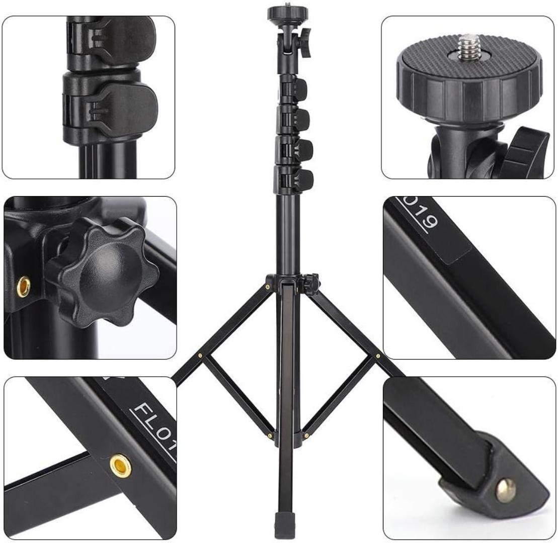 1.6M Aluminium Alloy Multifunctional Mobile Phone Adjustable HEAVY DUTY Mobile Phone Holder Live Photography Tripod Stand - Black