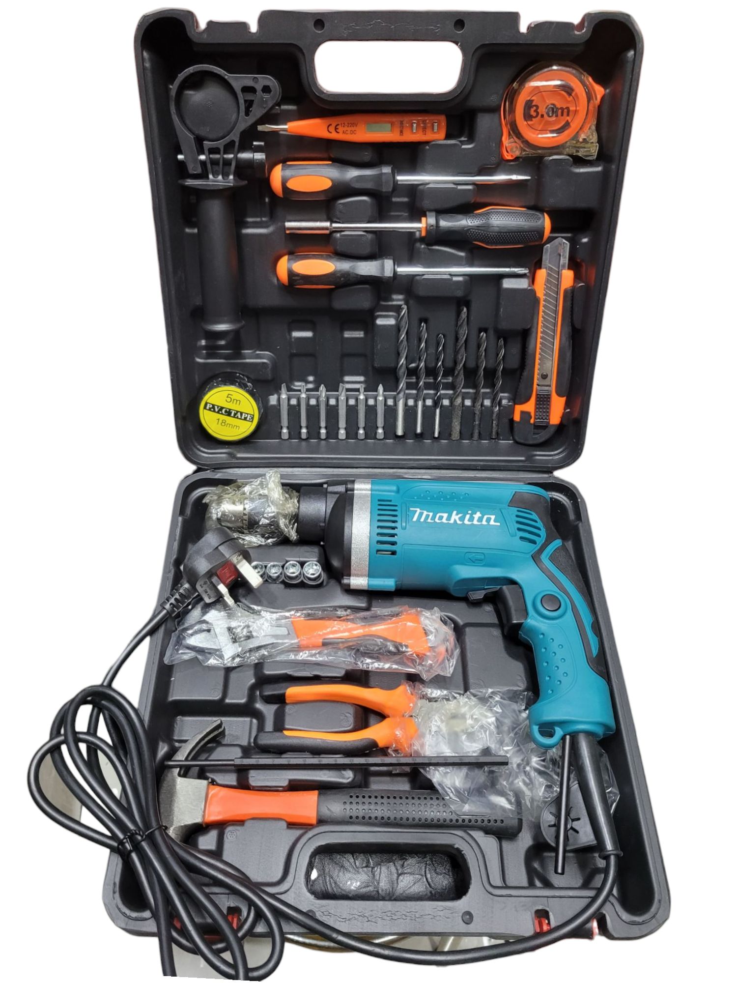 MAKITA HP1630 710W Electric Hammer Drill 47PC Tool Set WITH BLOW CASE