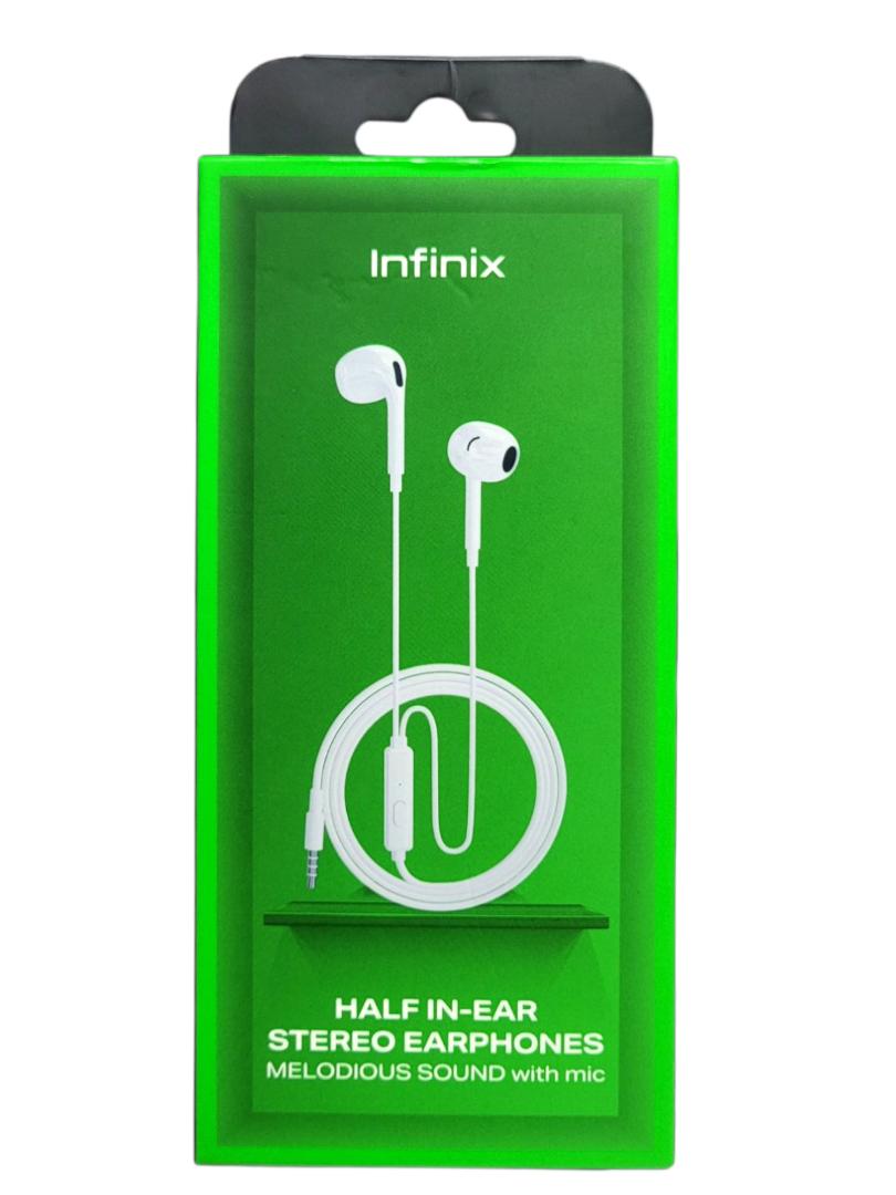 Infinix 3.5mm Half in ear stereo headphones with melodious sound and MIC - Full Bass earphones